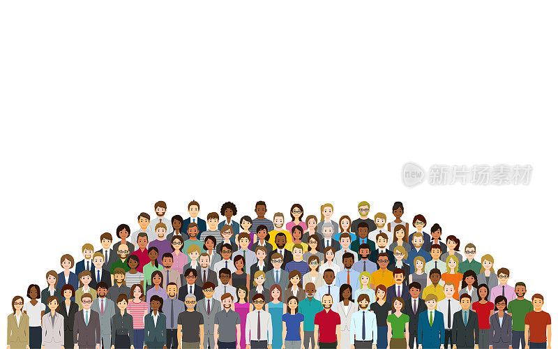 A crowd of people on a white background